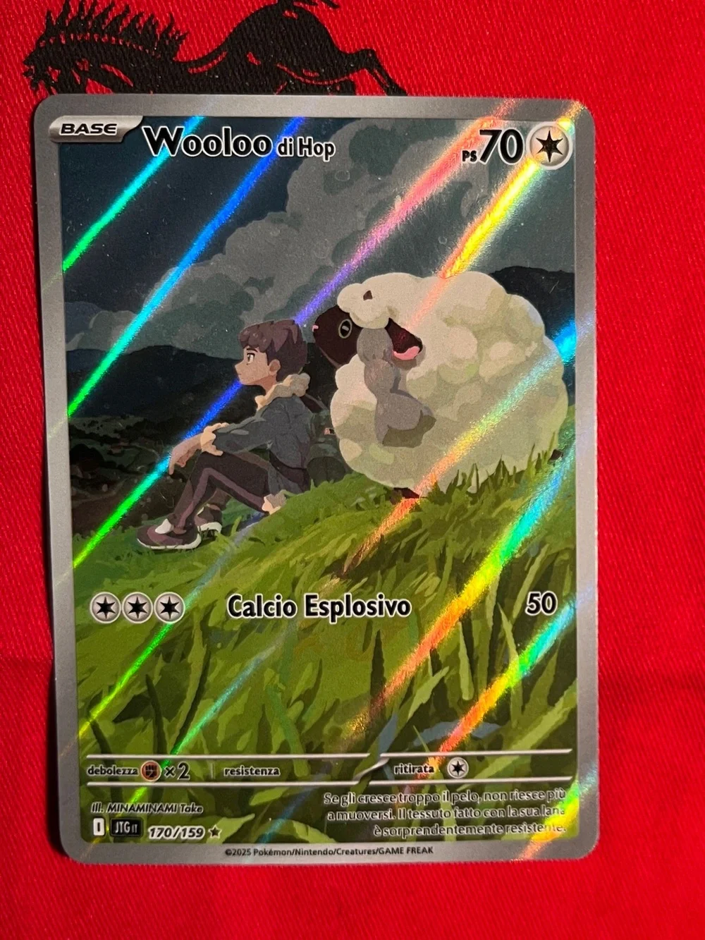 Pokemon Hop’s Woolo Italian Holographic Card - White, Green, Black